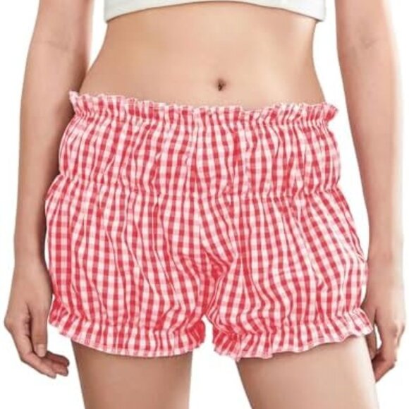 Y2K Plaid Ruffle High-Waisted Shorts – Trendy Slim Fit Aesthetic Summer Bottoms - Picture 1 of 6